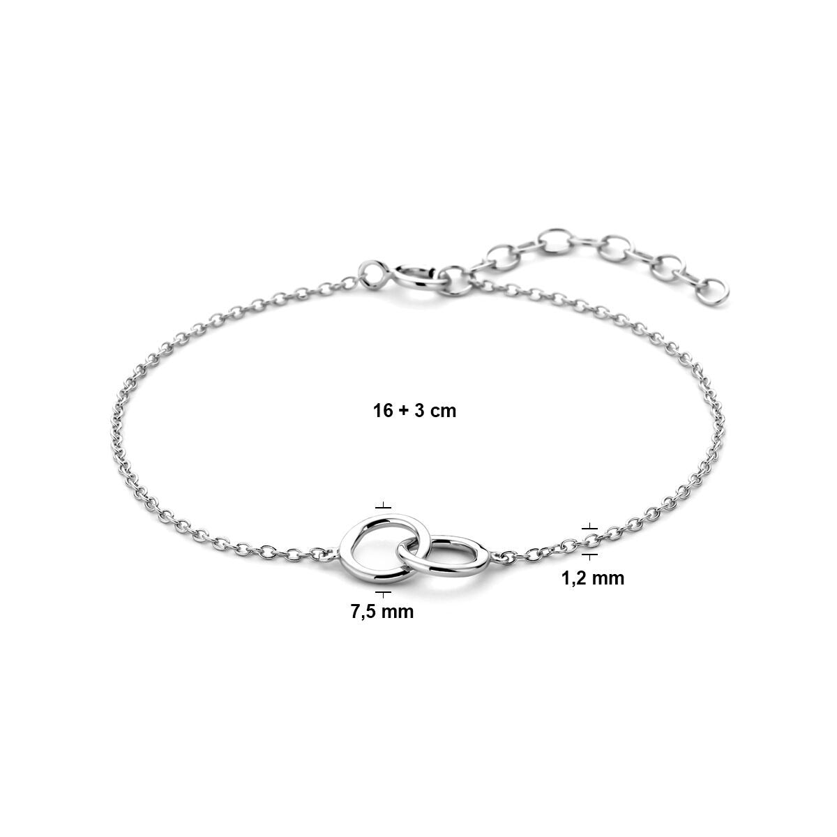 Pulsera de mujer de plata con círculos – rodiada