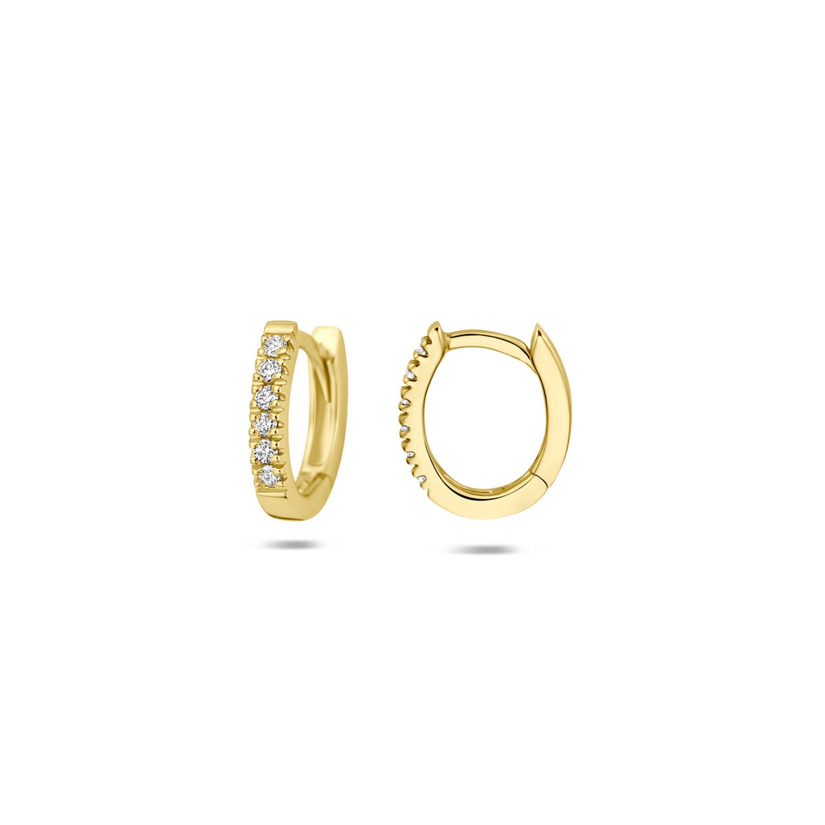 Aros de oro amarillo de 14k con diamante cultivado en laboratorio