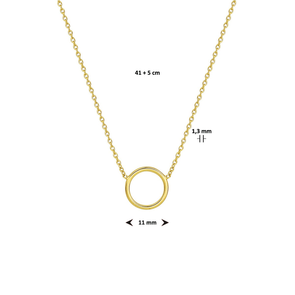 Collar chapado en oro de plata con ancla y círculo abierto – 41-46 cm