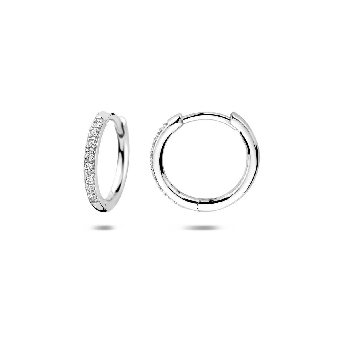 Aros de plata con circonitas – rodiado en plata 925 15 mm