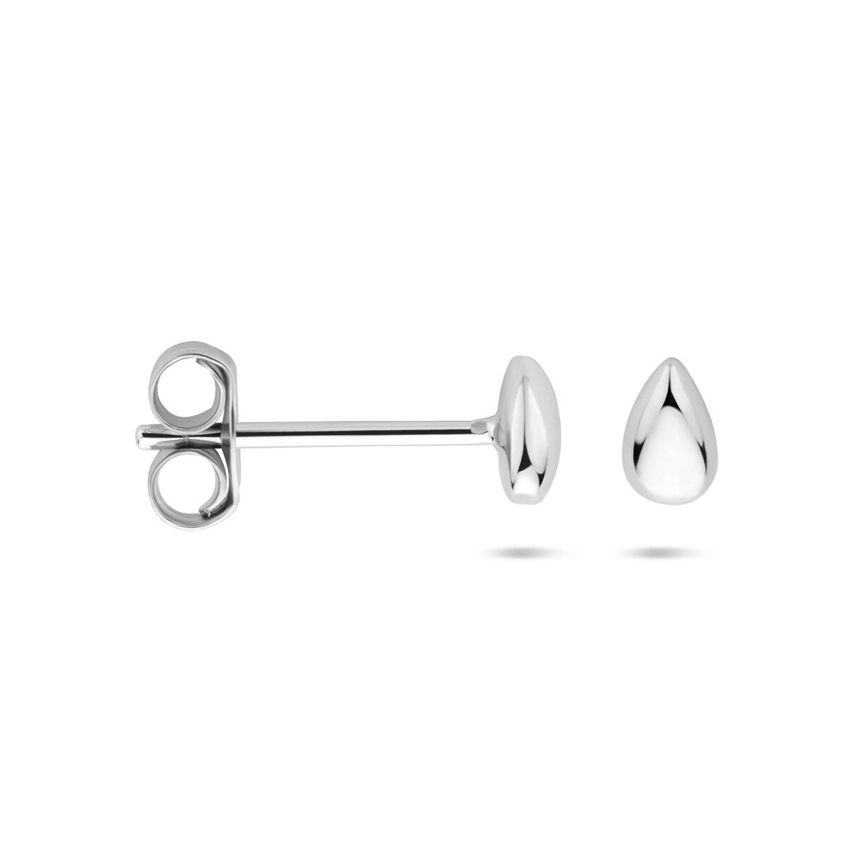 Pendientes de botón de mujer en plata - diseño en forma de gota rodiado