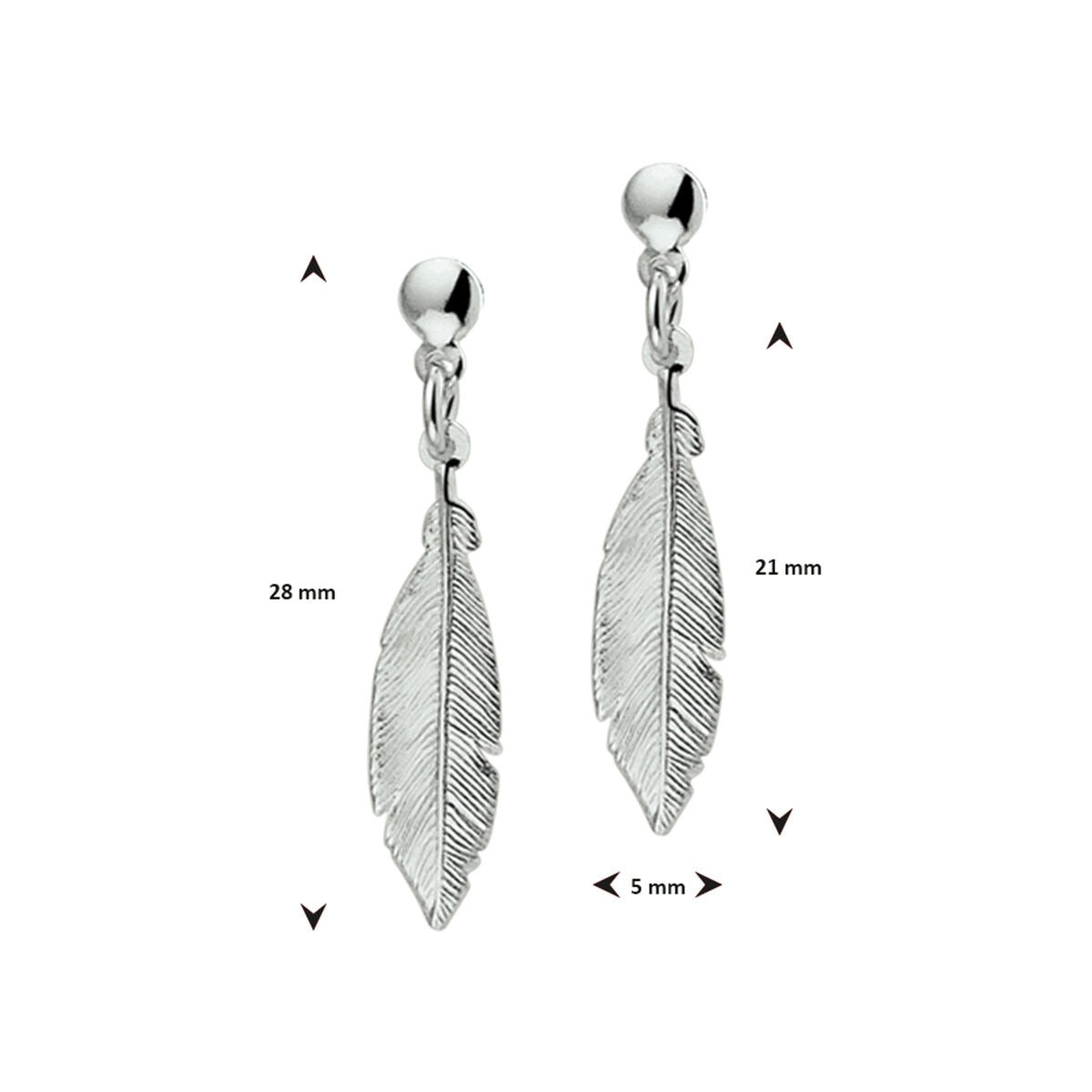 Pendientes de plata con pluma – rodiados 925