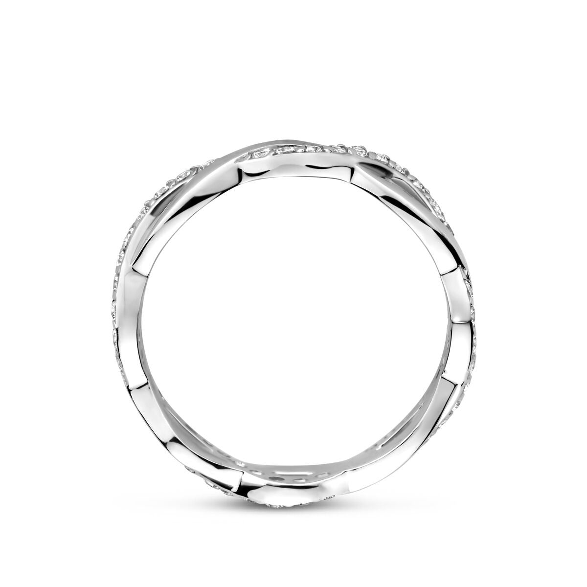 Anillo de plata con circonitas – 5mm de ancho