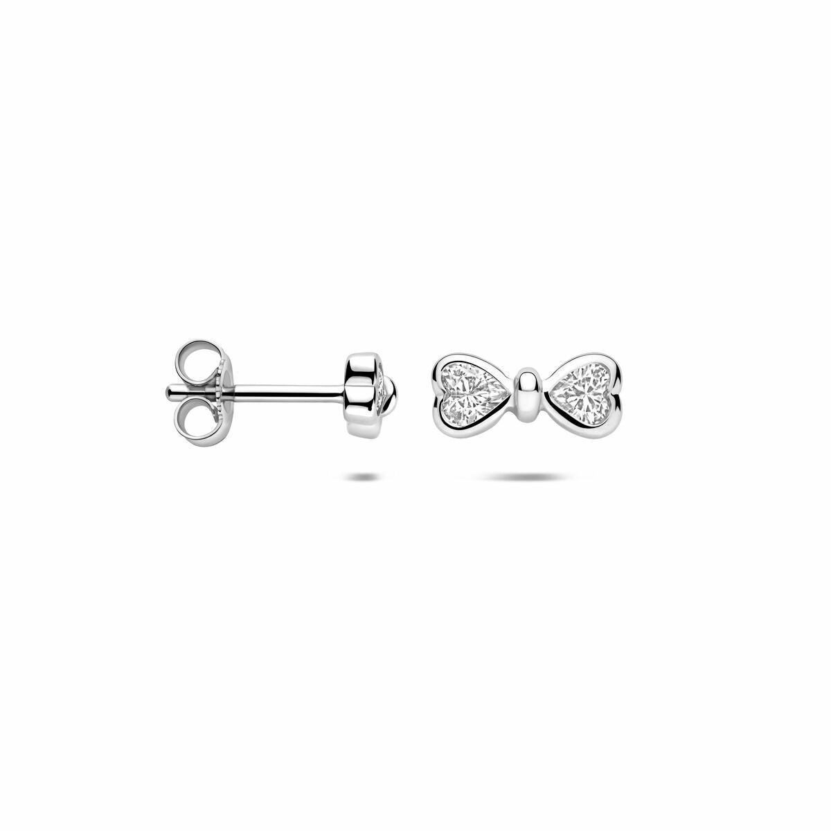 Pendientes de botón de plata con circonitas – forma de lazo 4 mm