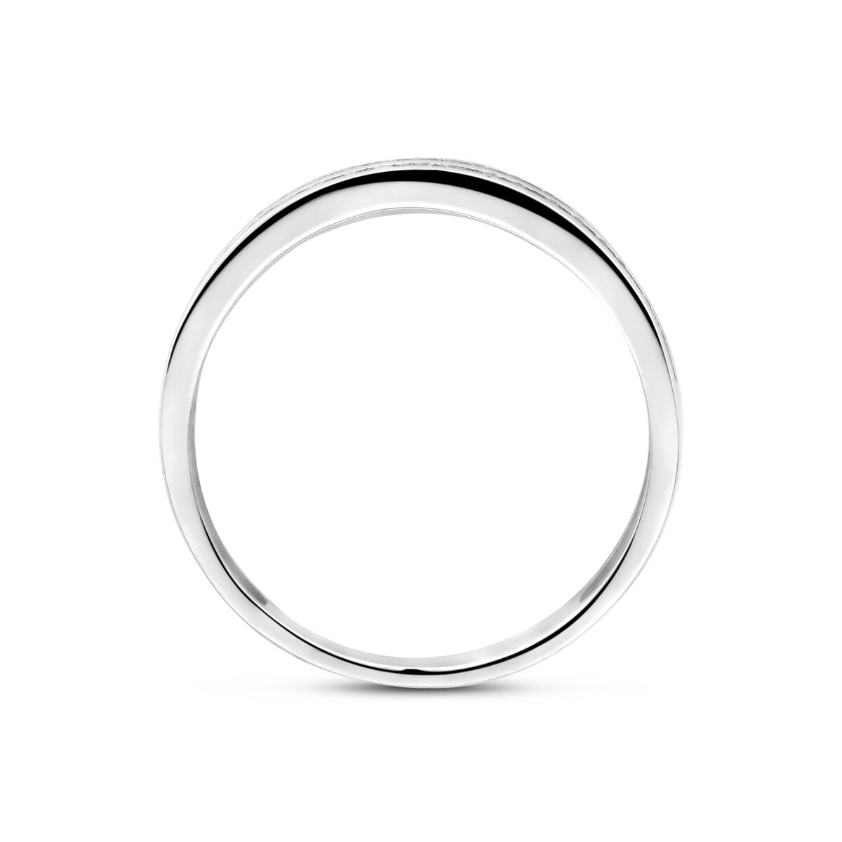 Anillo de plata con circonita - Rodio 925 plata, 3,5 mm de ancho
