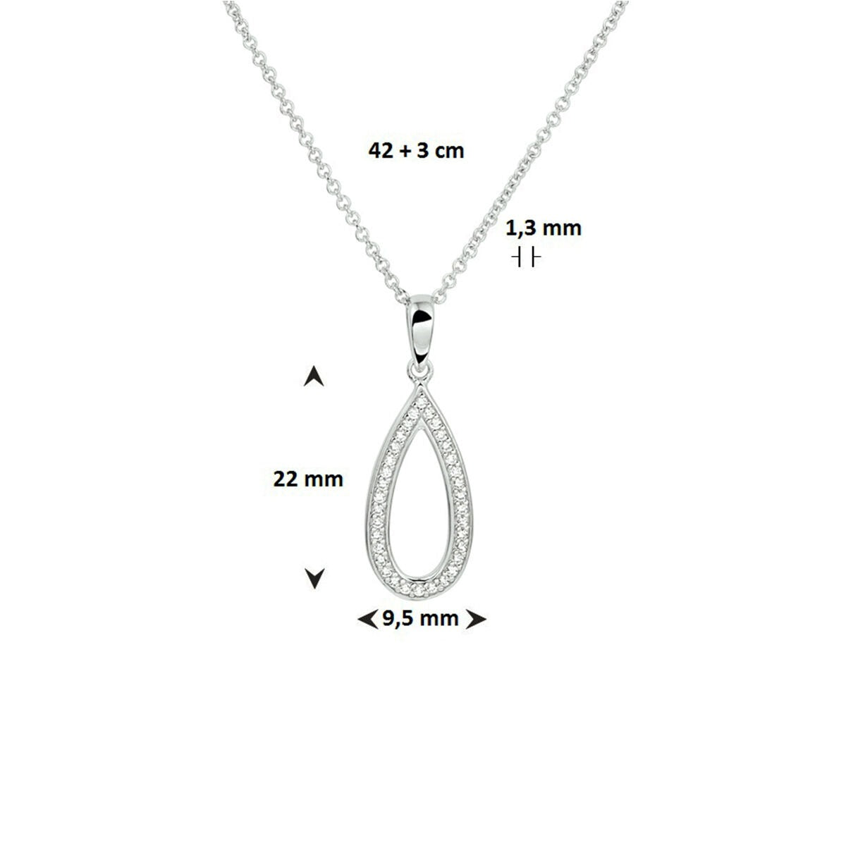 Collar de plata con colgante de zirconia en forma de gota – rodiado