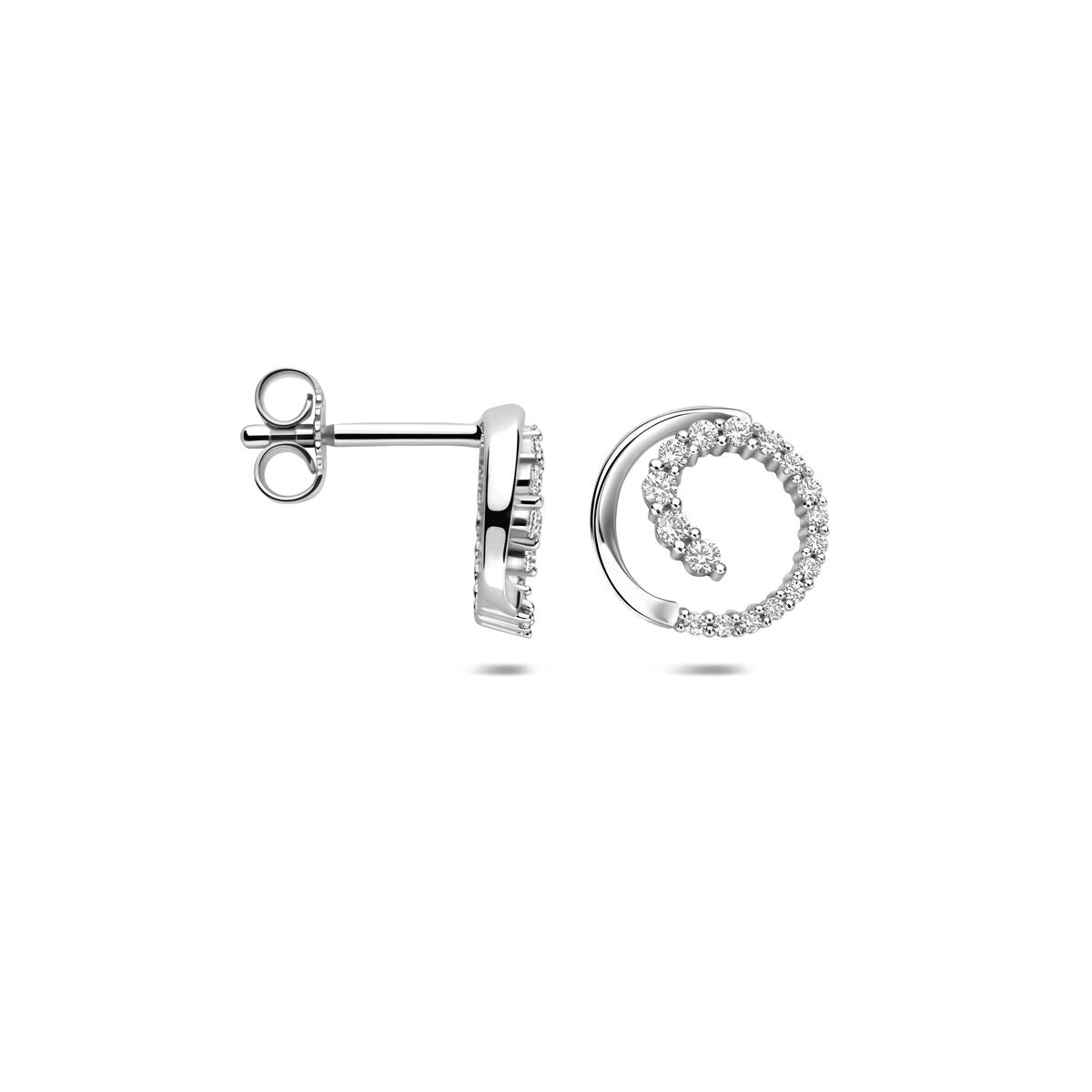 Pendientes de botón de plata con circonitas – engaste brillante tallado 9,5 mm
