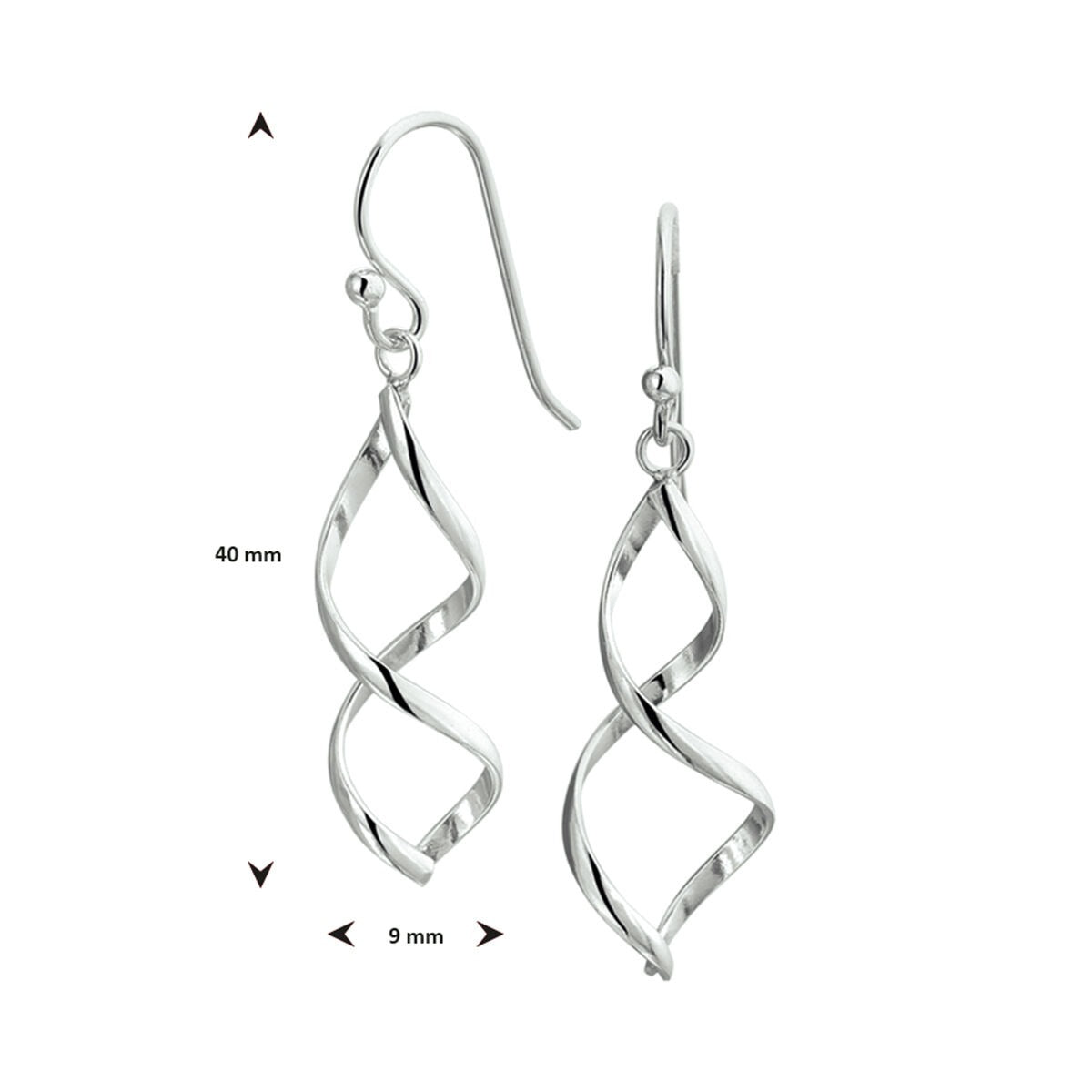 Pendientes de plata – rodiados 925, 40 mm