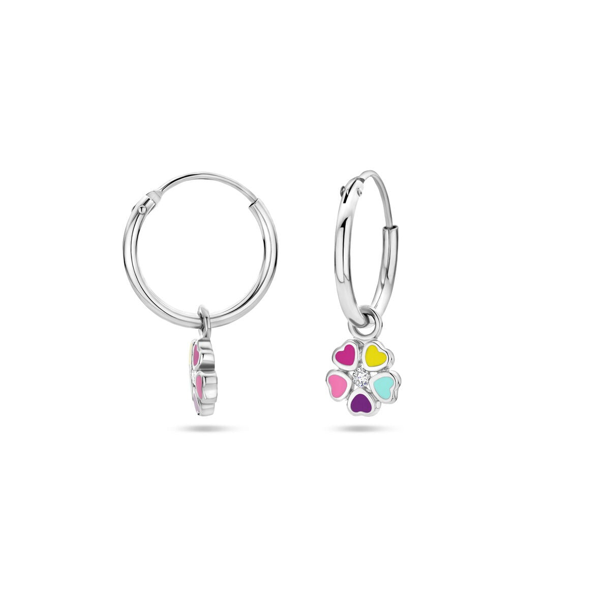 Aros de plata con flor y circonitas – rodiados