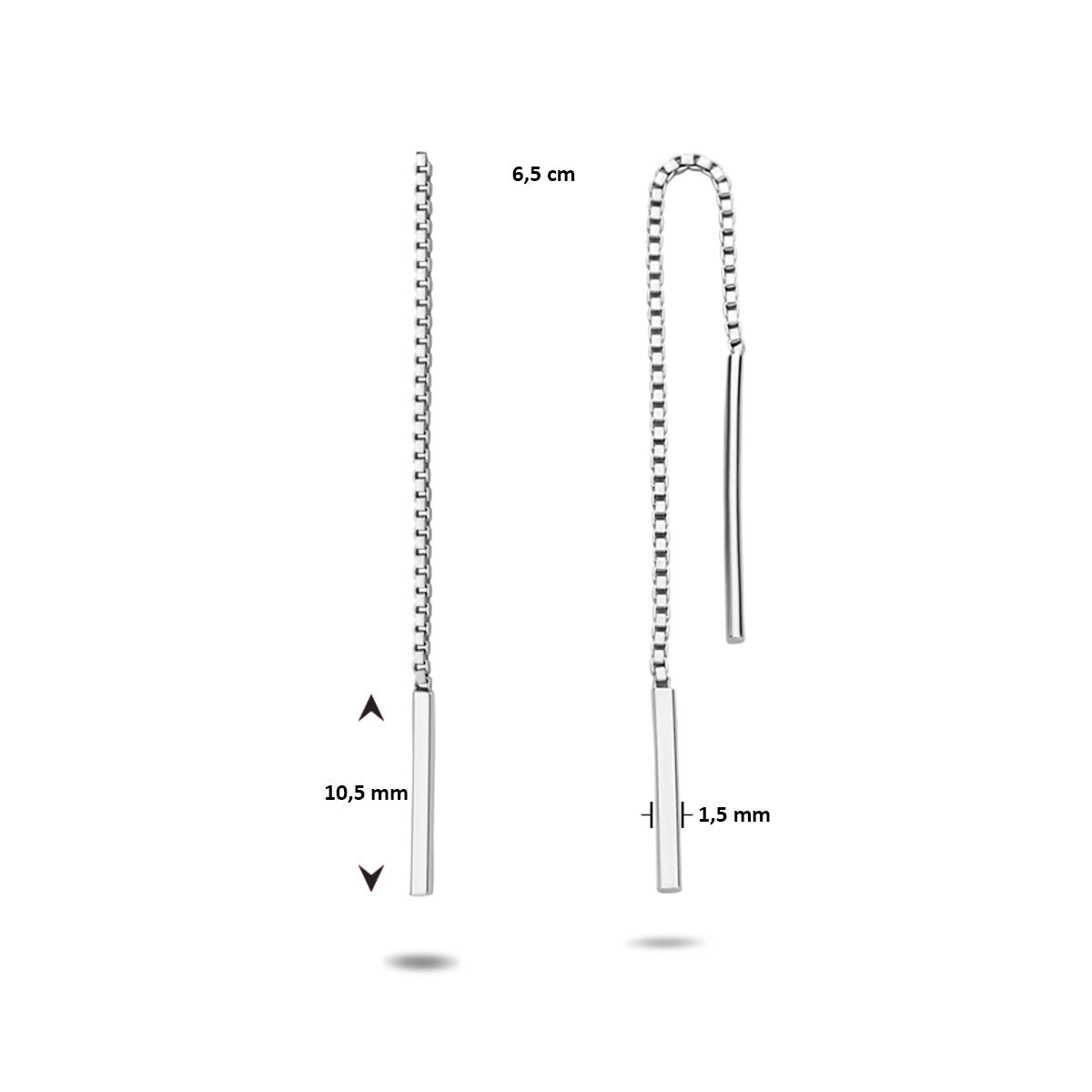 Pendientes de plata con varillas