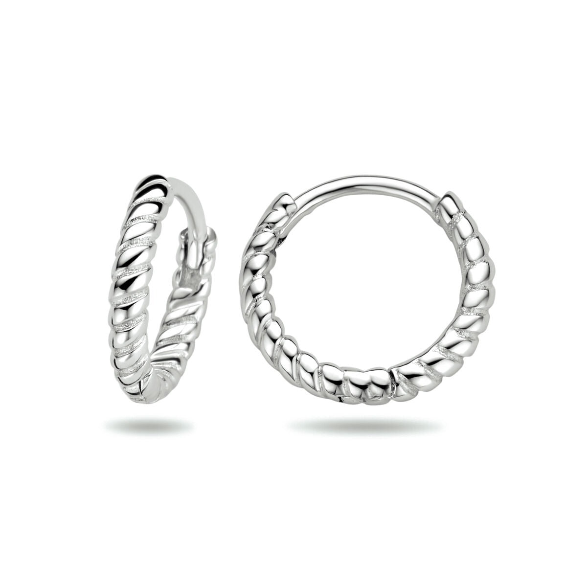 Aros de mujer de plata – rodiado 925 plata, diseño trenzado 11 mm