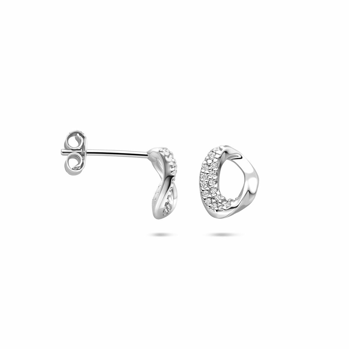 Pendientes de botón de plata 925 rodiada con circonitas