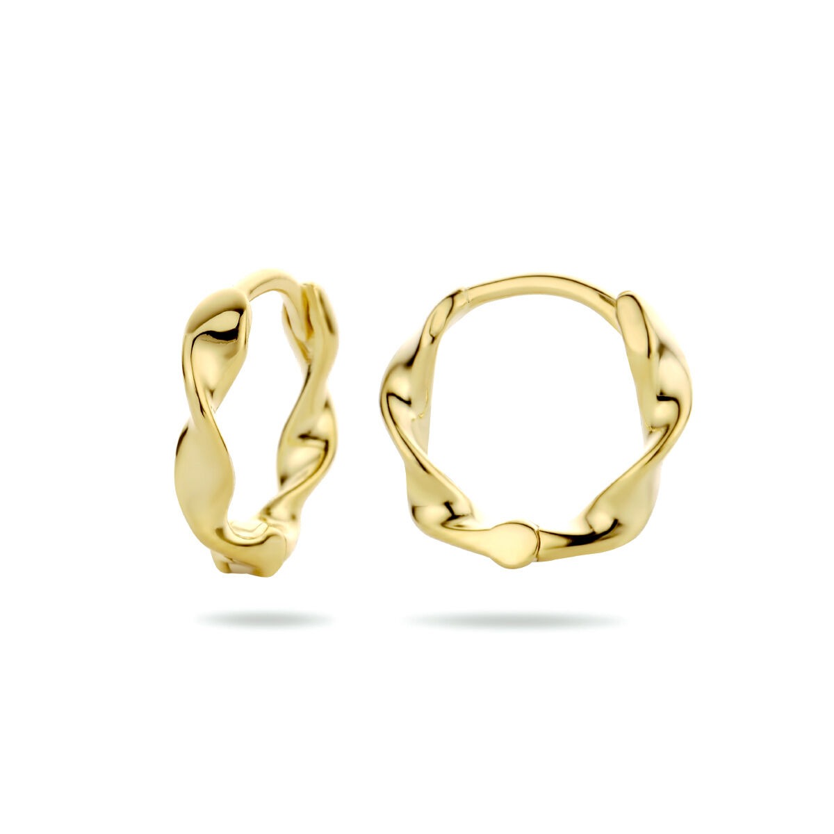 Aros de mujer chapados en oro sobre plata 925, diseño trenzado 13,5 mm