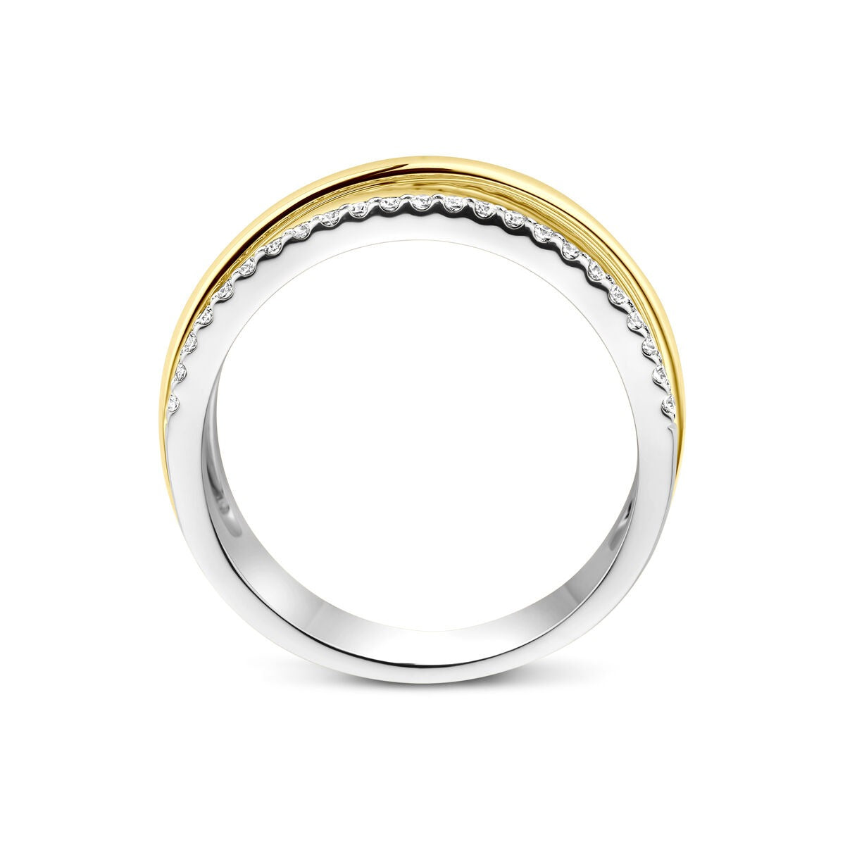 Anillo bicolor de oro de 14k con diamantes