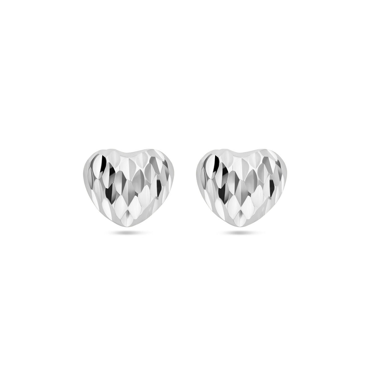 Pendientes de botón en forma de corazón de plata - plata 925 rodiada