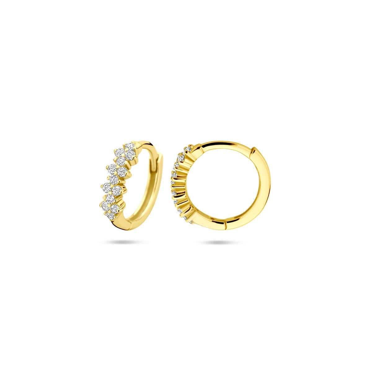 Aros chapados en oro de plata con circonitas – 11.5 mm diámetro