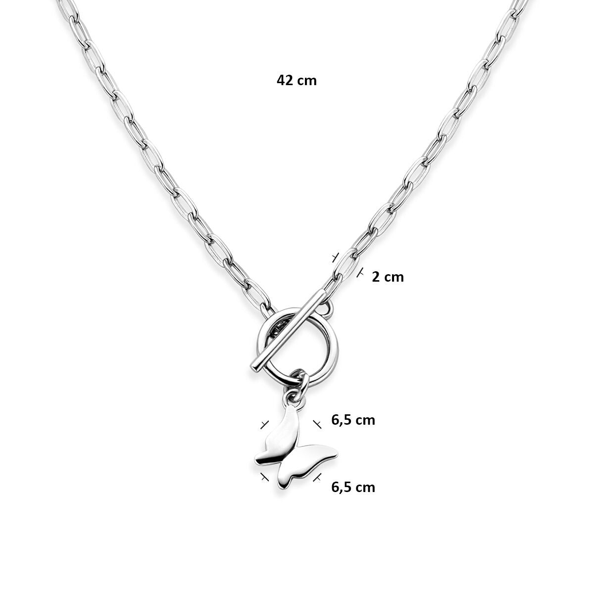 Collar de plata 925 rodiado con mariposa