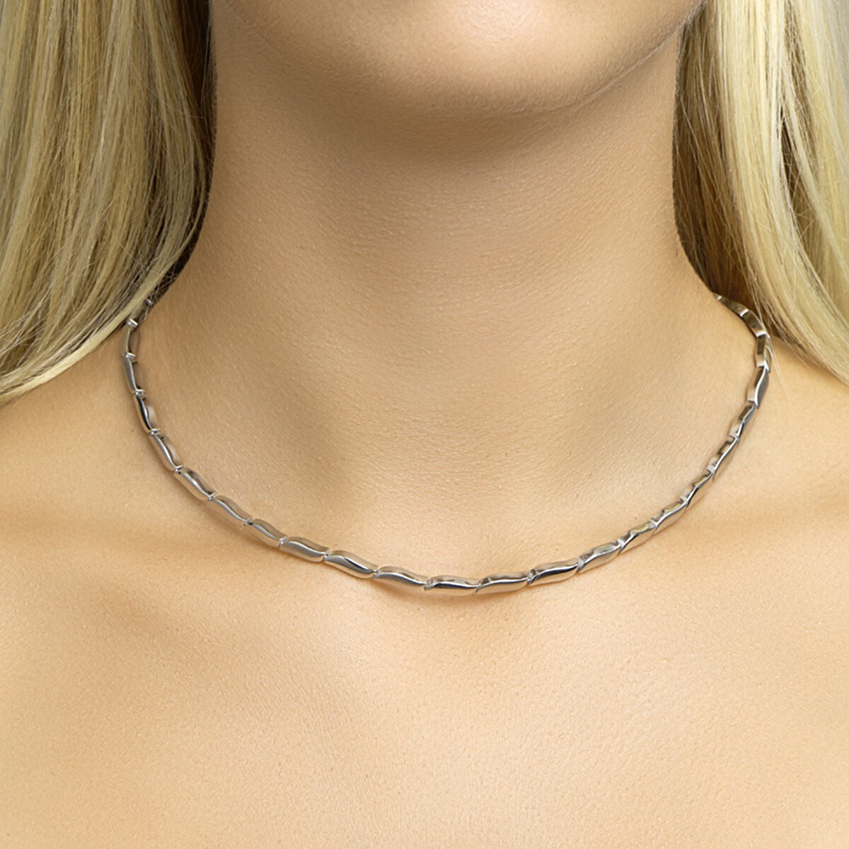 Collar de mujer de plata con acabado pulido/mate