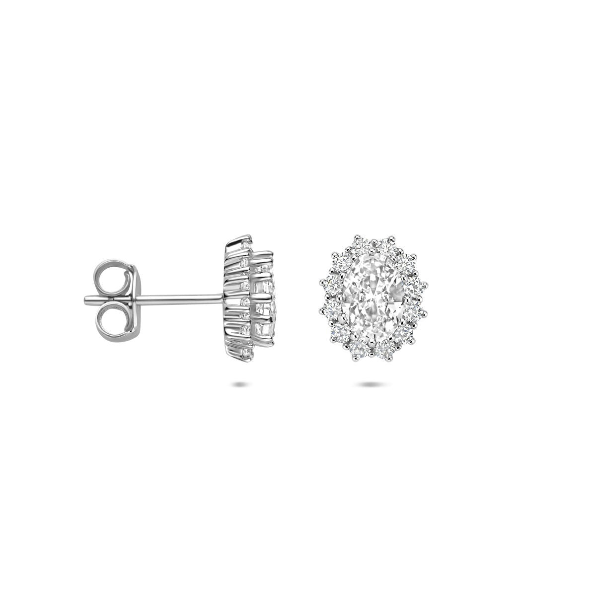 Pendientes de botón de plata con circonitas – plata 925 rodiada