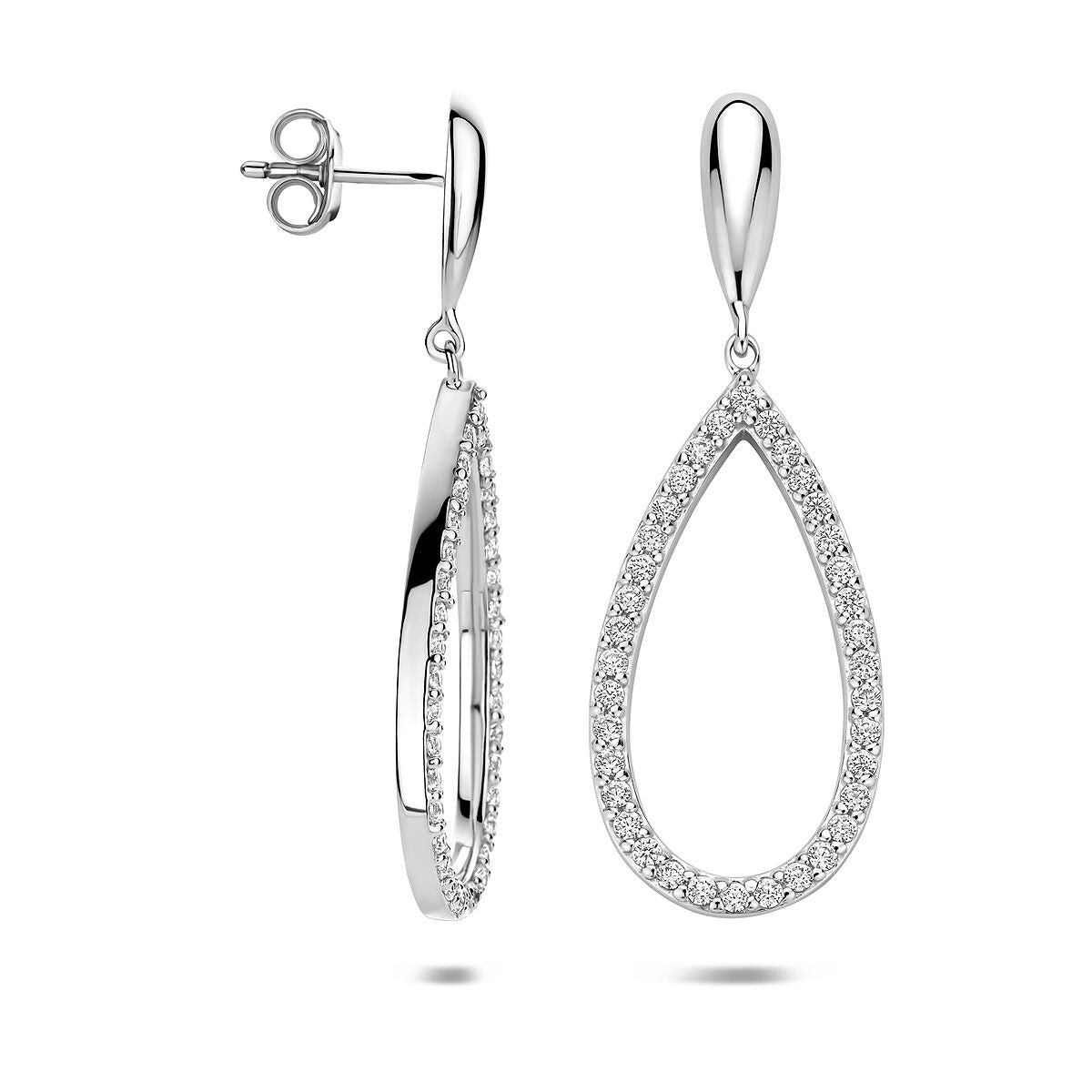Pendientes de plata con circonitas – plata 925 rodiada 43 mm