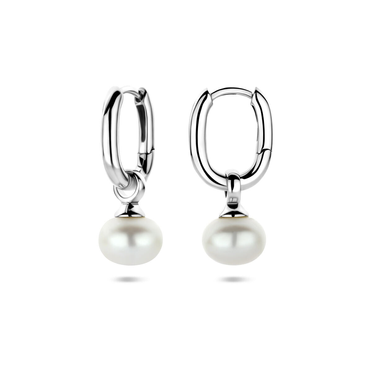 Aros de plata con perla 925 rodiados – 23 mm
