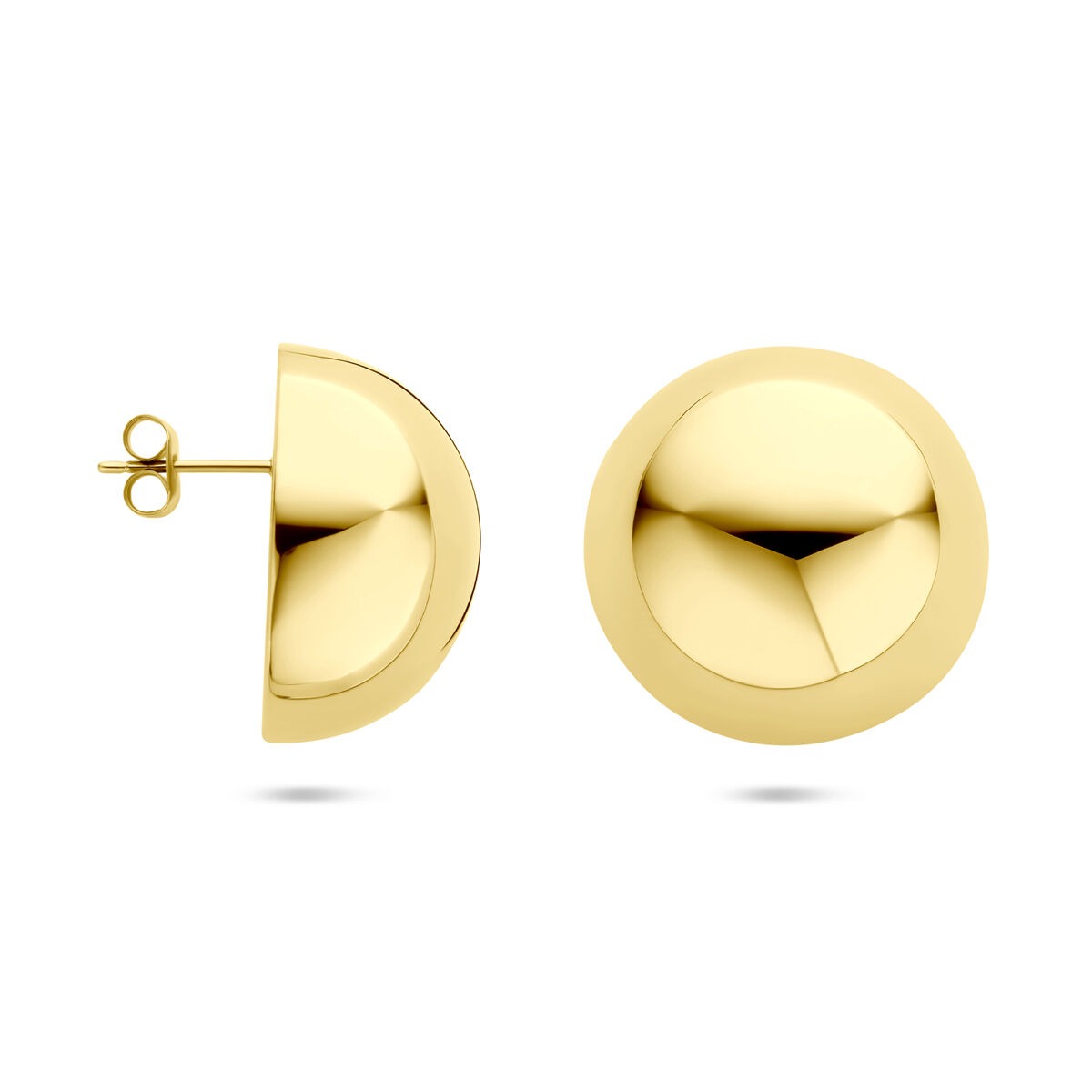 Pendientes de botón de acero con chapado en oro – 25 mm