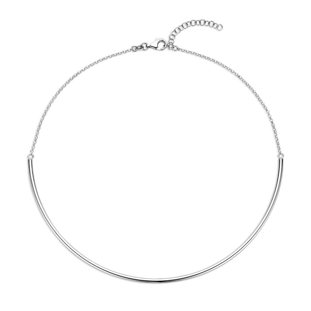 Cadena de plata para dama, rhodiumizada, de 2,5 mm de grosor y ajustable de 38,5 + 5 cm.