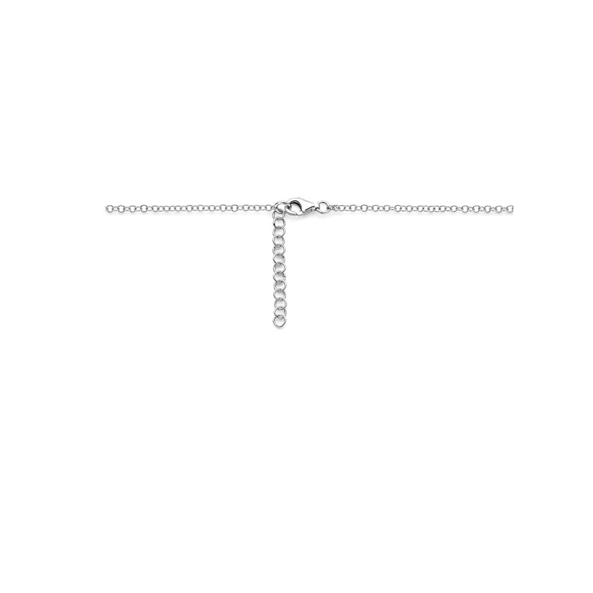 Collar de mujer de plata rodiada con eslabones brillantes