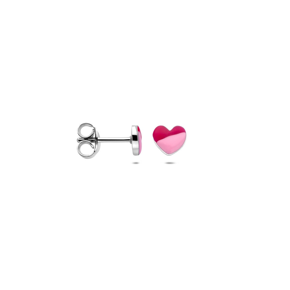 Pendientes infantiles de plata en forma de corazón 5 mm