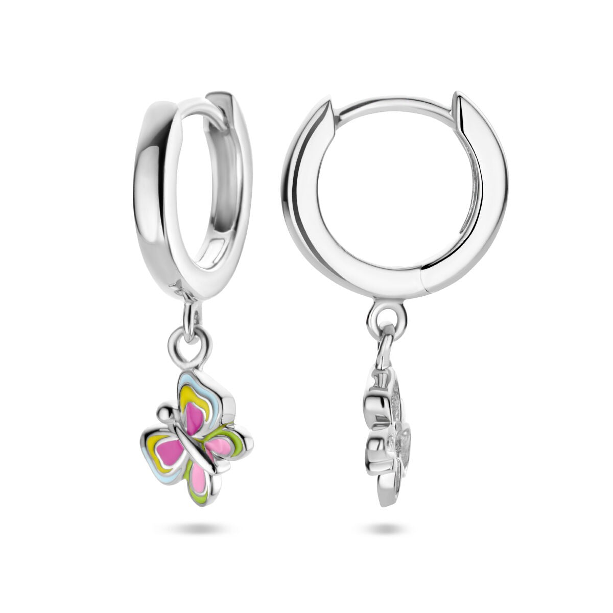 Aros infantiles de plata con mariposa - esmalte colorido