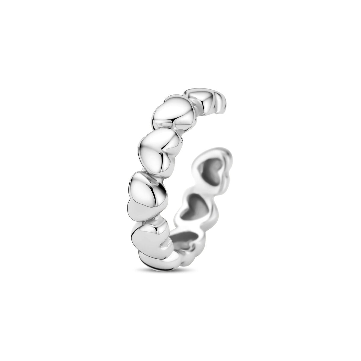 Ear cuff de plata con corazones – plata 925 rodiada (por unidad)
