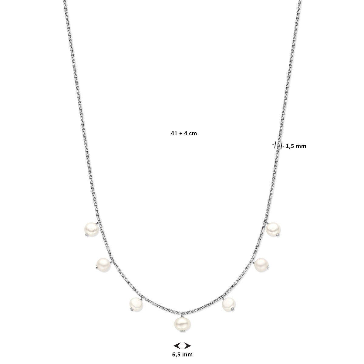 Collar de plata de mujer – collar rodiado con perlas