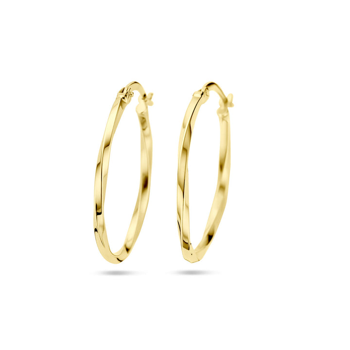 14k Geelgouden gedraaide oorringen – 28 mm
