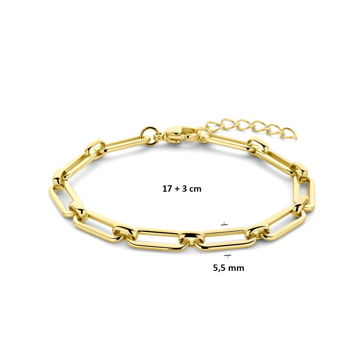 Pulsera de mujer de acero con chapado en oro – 17 a 20 cm