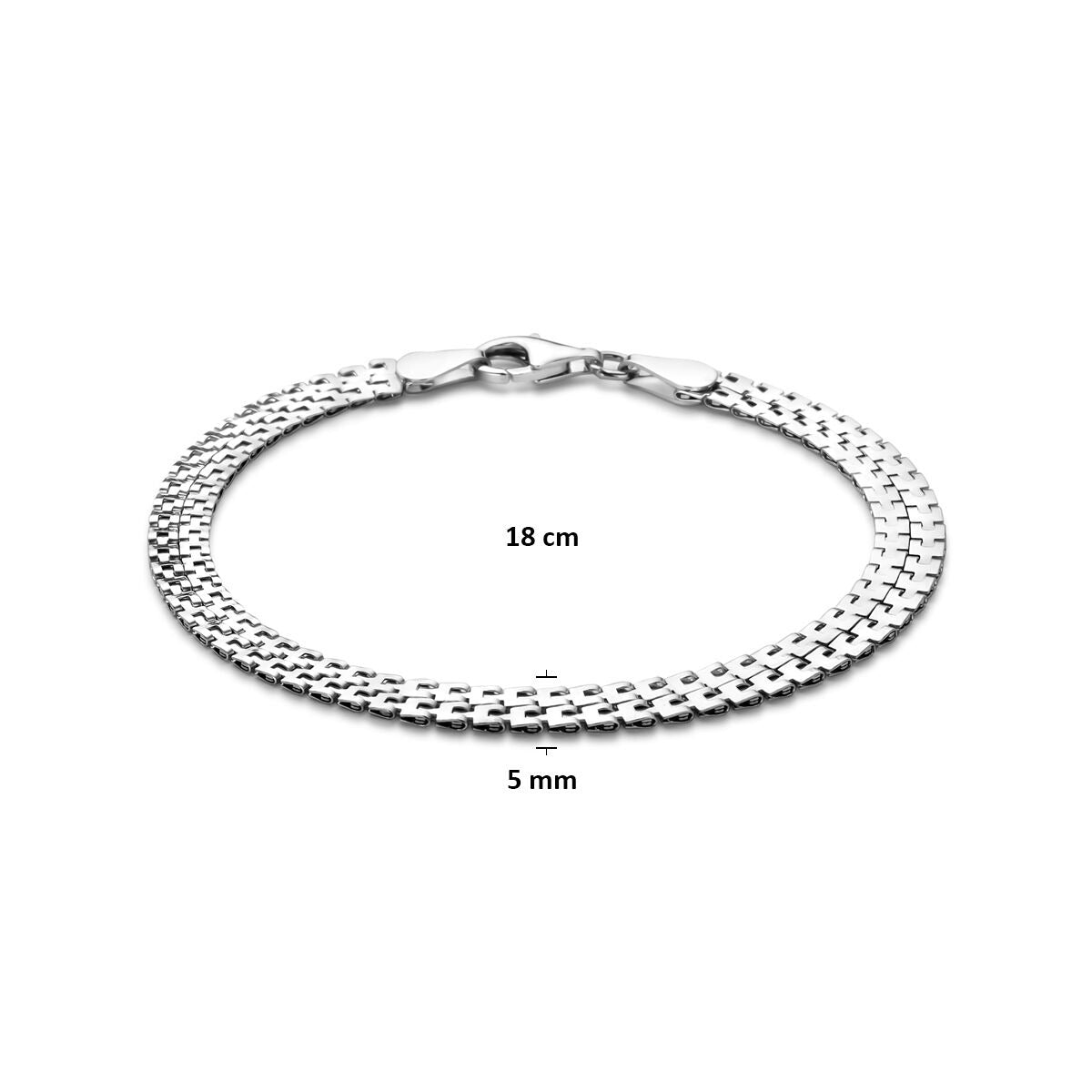 Pulsera de mujer de plata – rodiada con eslabón fantasía 5 mm 18 cm