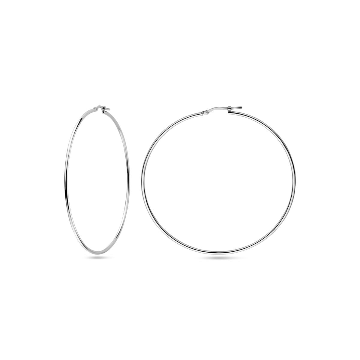 Pendientes de mujer de plata rodiada con cierre de bisagra