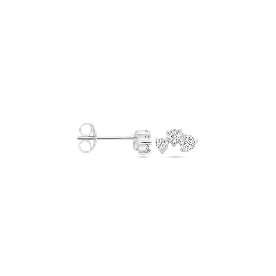 Zilveren dames oorknopjes met zirkonia – gerhodineerd 4.5 x 8 mm