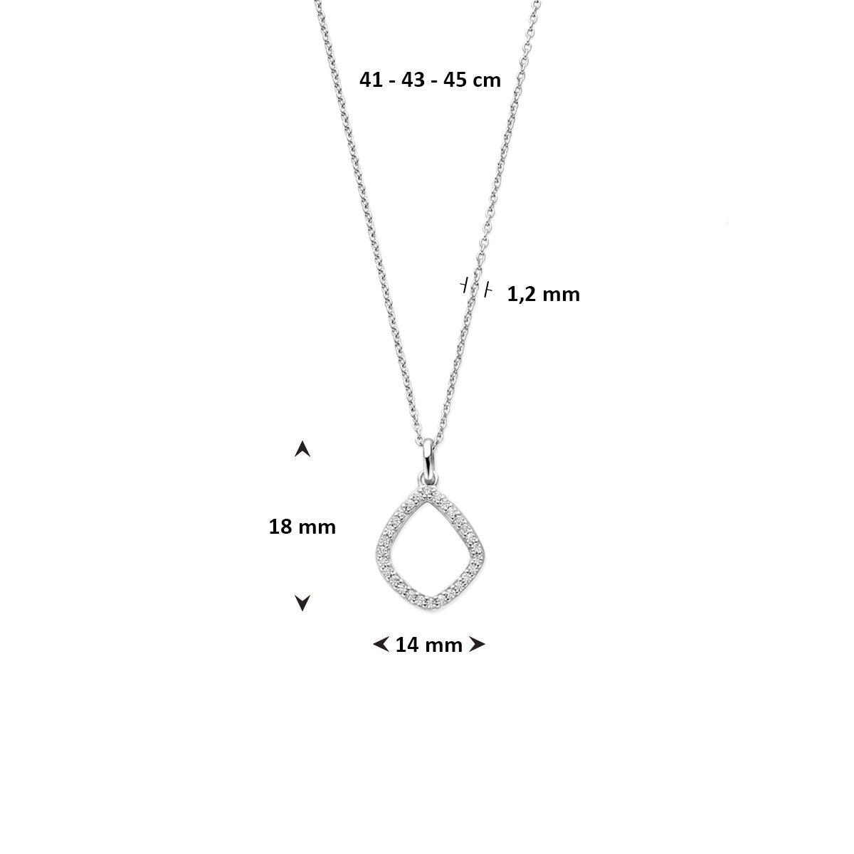 Collar de plata con colgante de zirconia en forma de rombo 41 - 43 - 45 cm