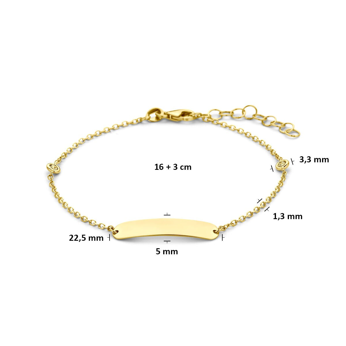Pulsera de oro amarillo de 14k con diamante cultivado en laboratorio