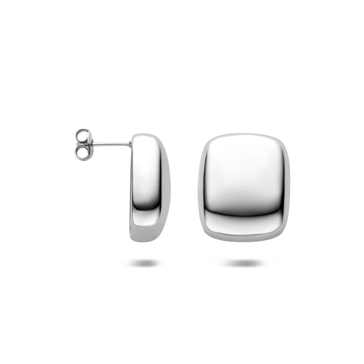 Pendientes de botón de acero color plata – 23x19mm
