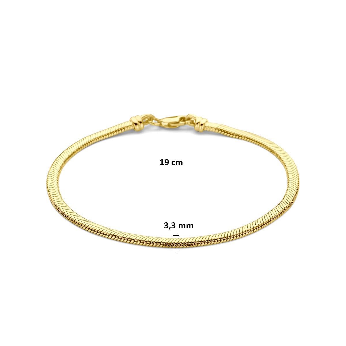 Pulsera de serpiente de oro amarillo con núcleo de plata