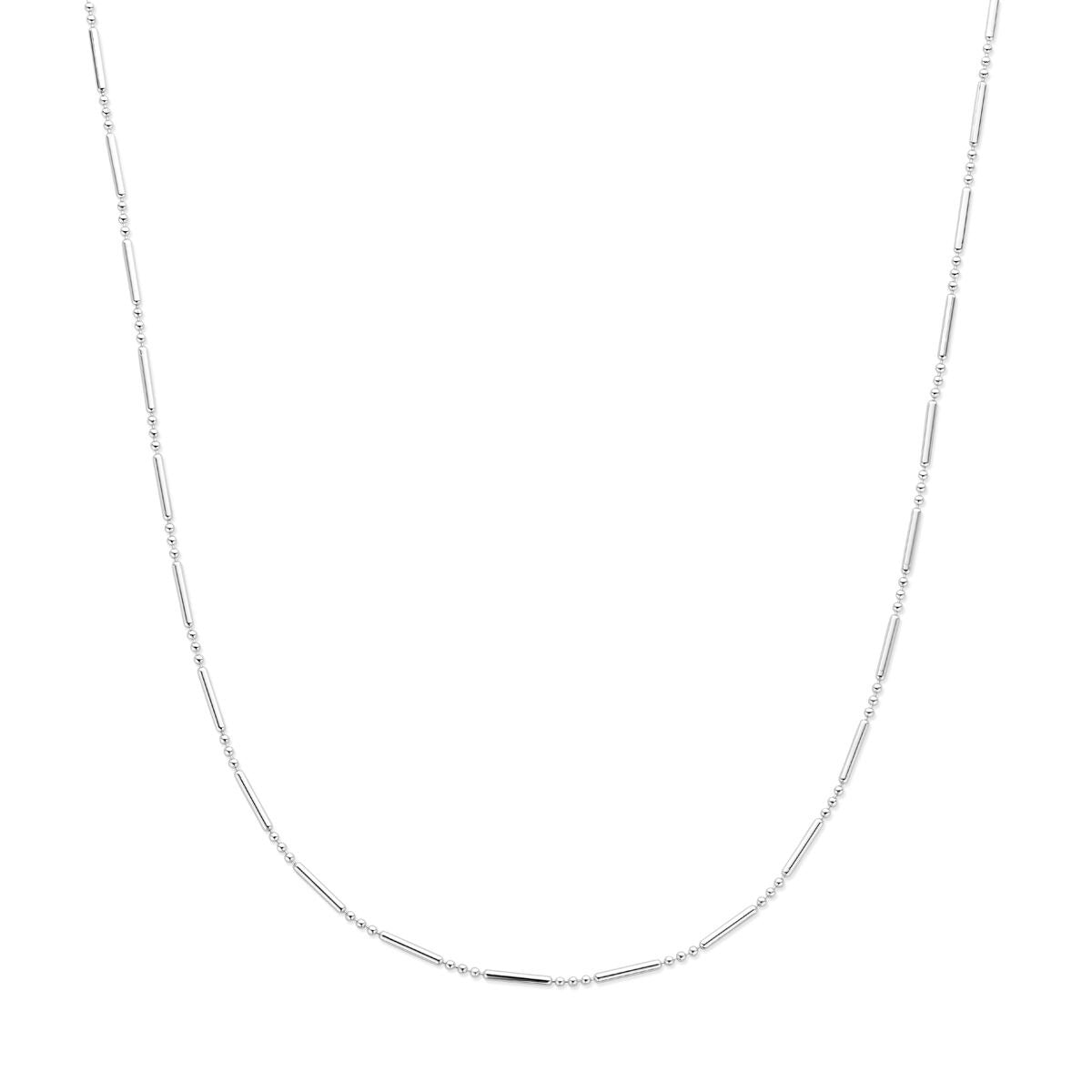 Cadena de plata rodiada de 1,5 mm sin colgante, con longitud de 41 + 4 cm.