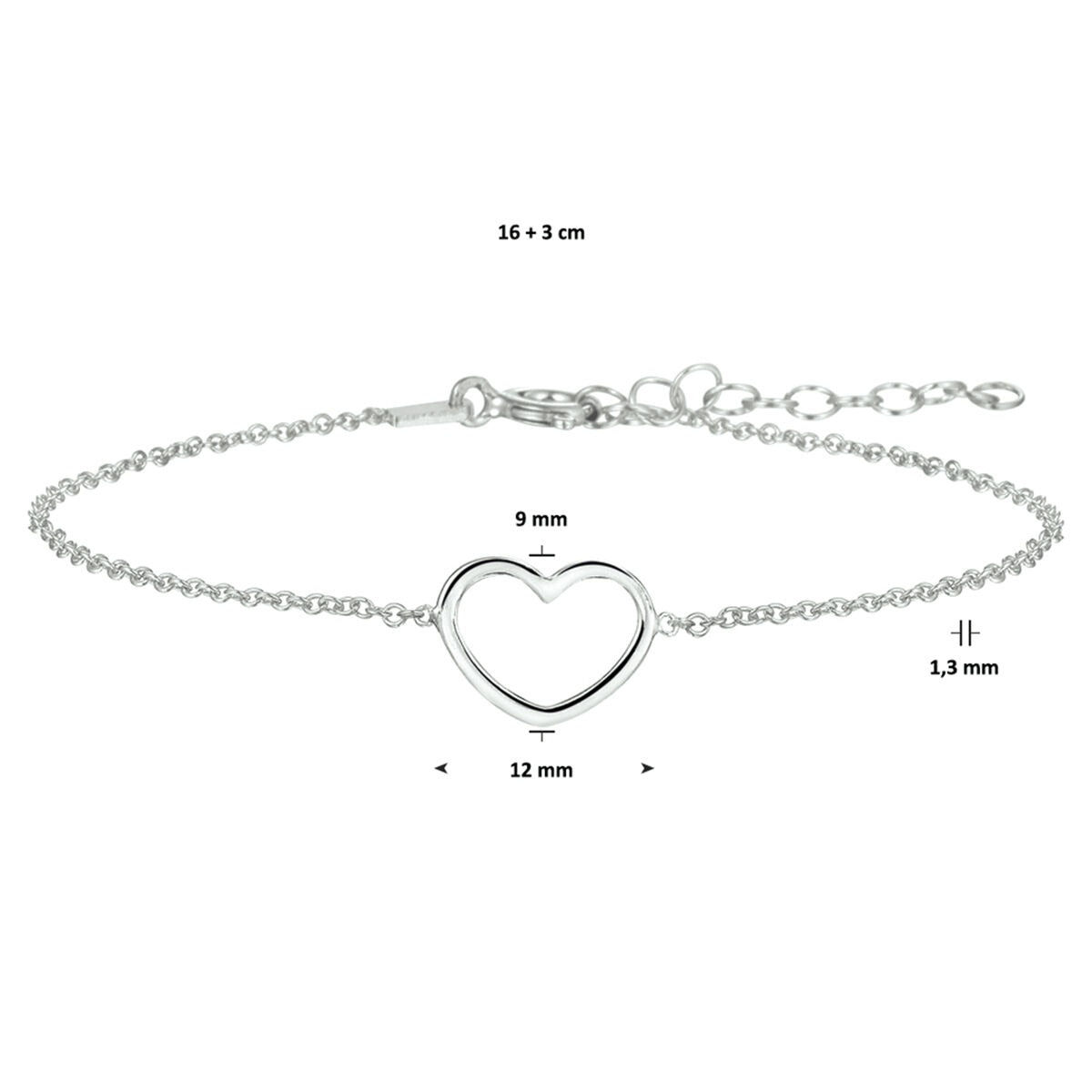 Pulsera de plata con corazón – plata 925 rodiada