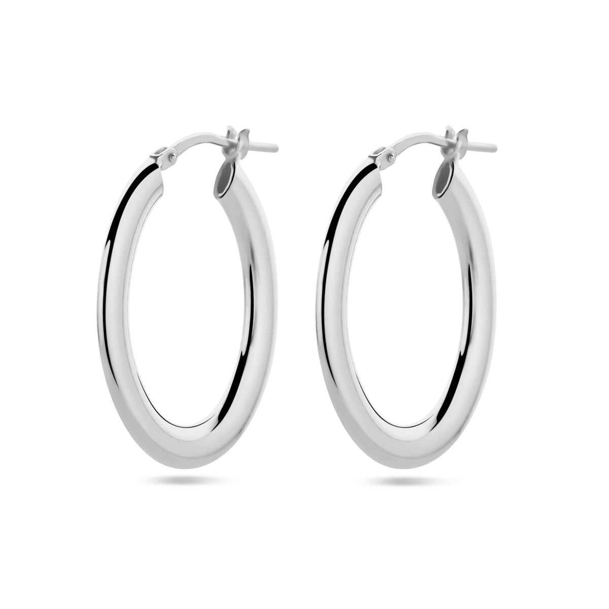 Pendientes de aro de plata con baño de rodio de 29 mm.