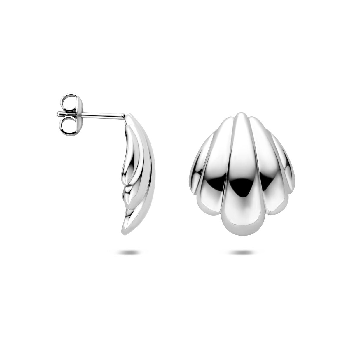Pendientes de botón de mujer color plata 20 mm