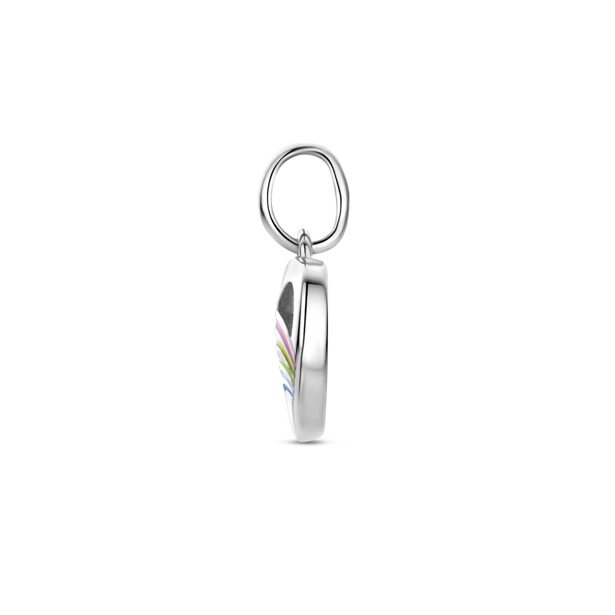 Colgante infantil en forma de corazón de plata con esmalte de colores