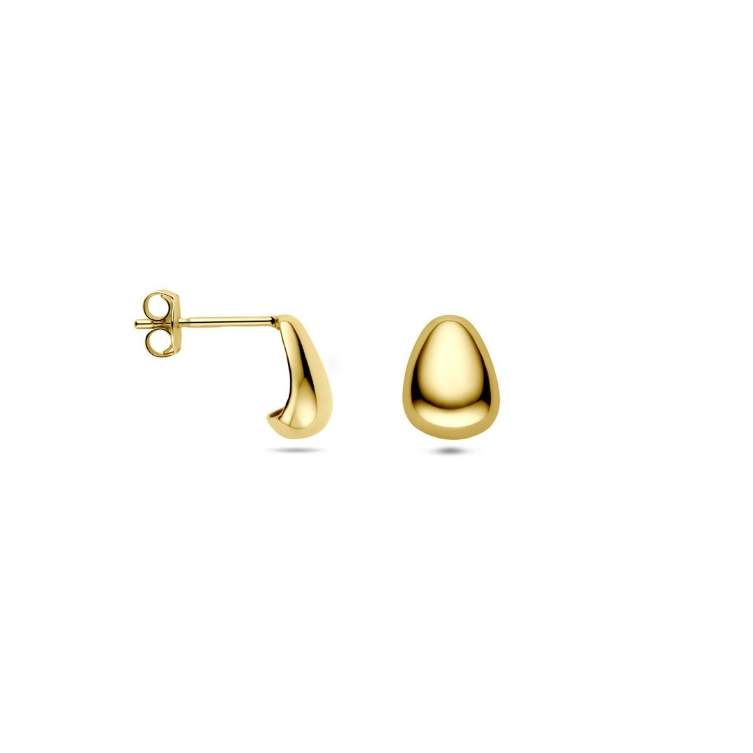 14k Geelgouden dames oorknoppen met poussettesluiting