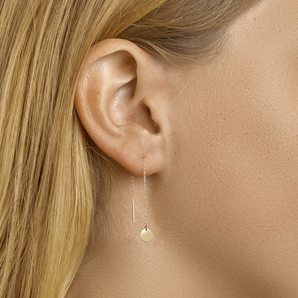 Pendientes de aro chapados en oro con círculo – 14k