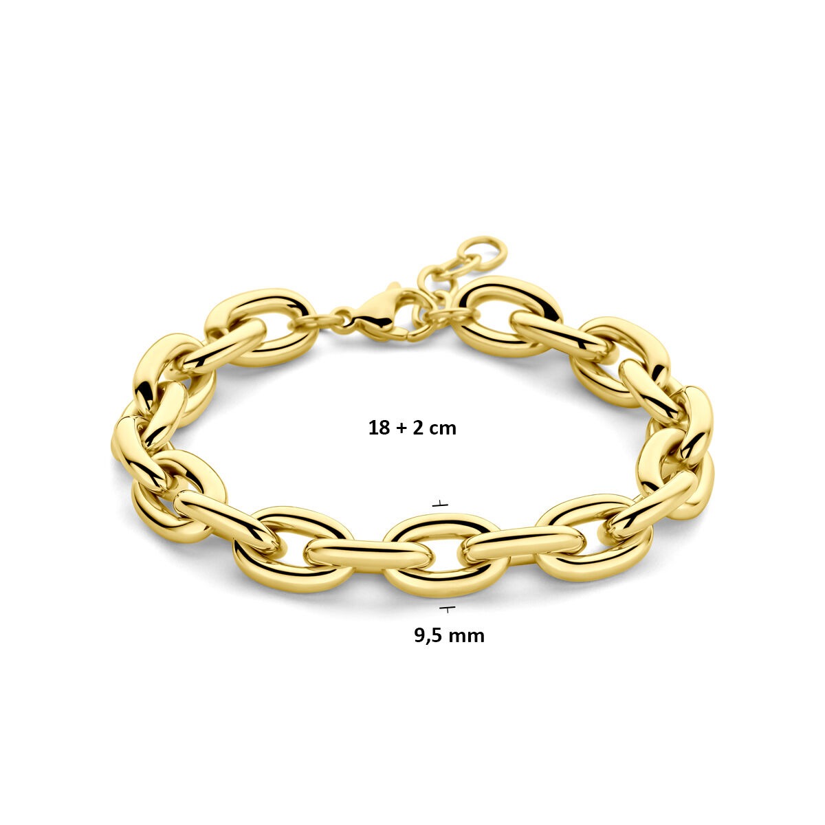Pulsera de ancla de acero color oro 18–20cm
