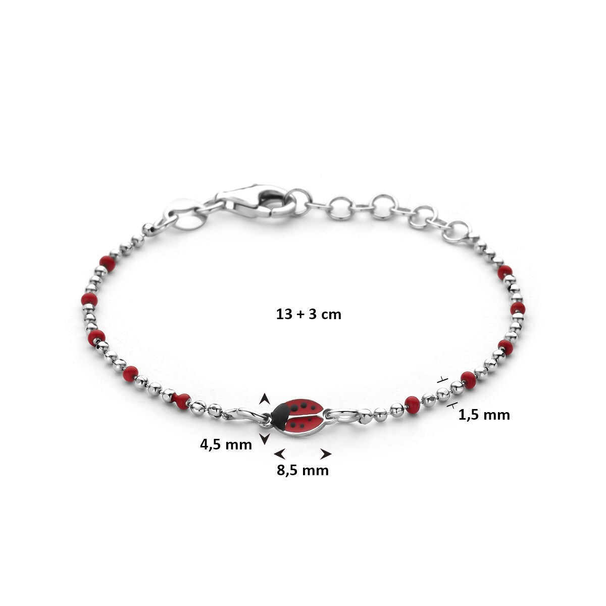 Pulsera infantil de mariquitas – rodiada en plata 925 13 + 3 cm